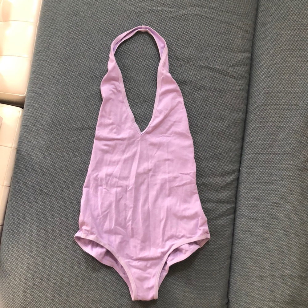 Lavender American Apparel halter bodysuit